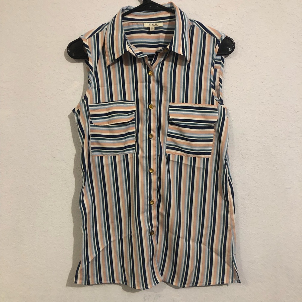 MPH Collection Multicolored Button Down Shirt with Collar
